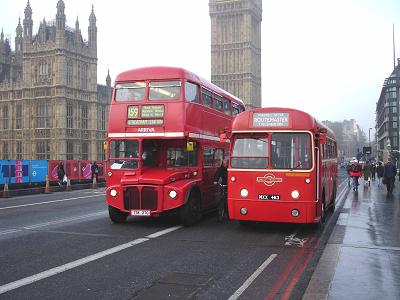 RM713 passes RF486, last day of regular Routemaster operation